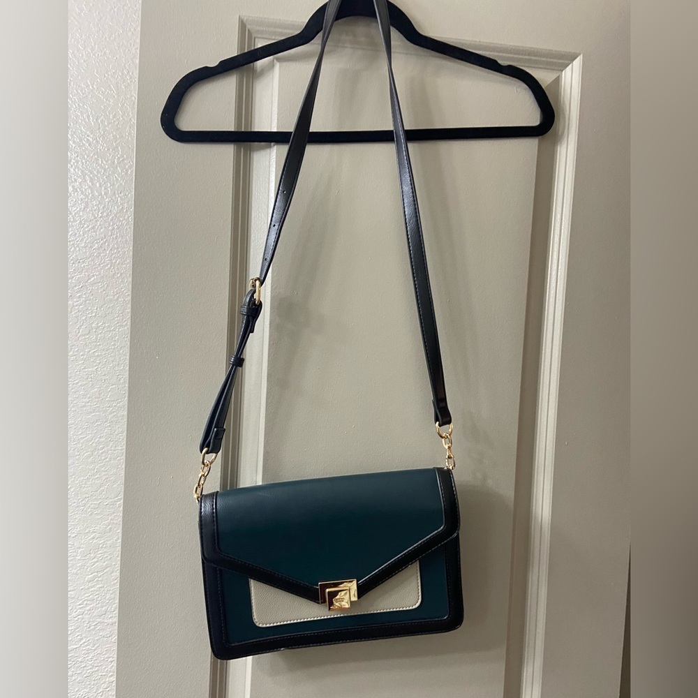 Green black and cream purse